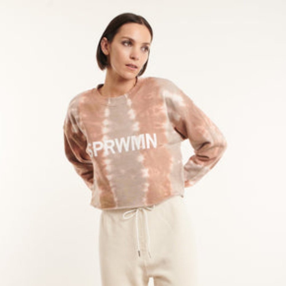 SPRWMN Desert Dusk Cotton Cropped Logo Sweatshirt